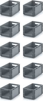 Zestaw 10 Pojemników Euro 40x30x22 cm z Okienkiem i Calówką Gratis