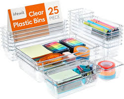 Lifewit 25 PCS Organizer do Szuflady - Jasny Plastik